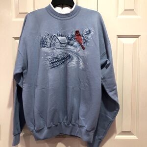 Top Stitch Embroidered Cardinal Sweatshirt by Morning Sun Vintage Winter